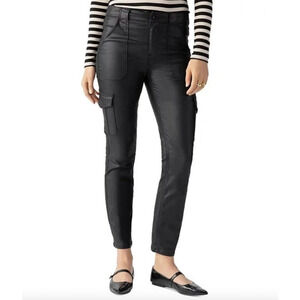 SANCTUARY Pants Size 27 NEW Hayden Sculpted Slim Straight Jeans Coated Black